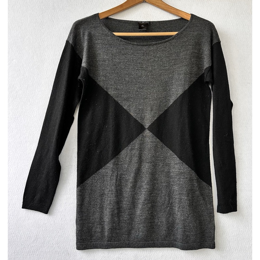 Ann Taylor Wool Blend Sweater M Black Career Old Money Lightweight Capsule